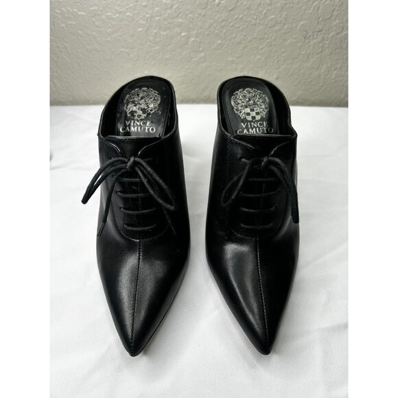 Vince Camuto Maivyn Leather Mule Style Black Lace-Up Heel Sz 7 - Picture 2 of 9